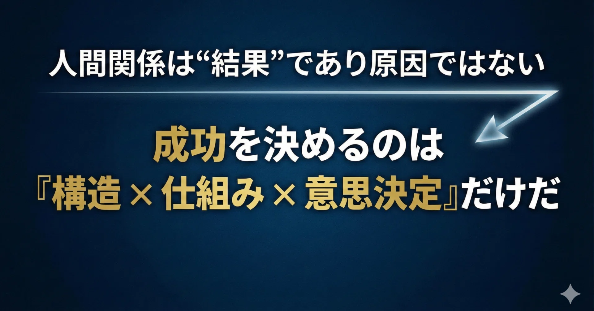 人間関係は成功の原因ではない。成果を決めるのは「構造」と「仕組み