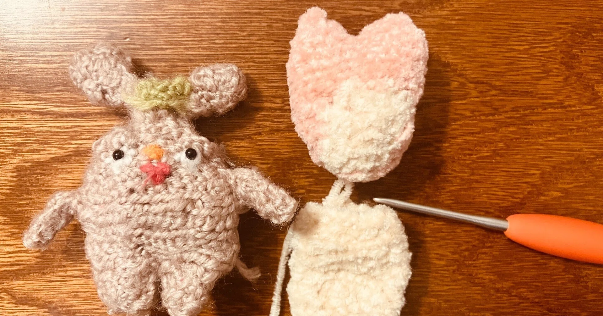 編みぐるみが編みたくなる糸」でぬいぐるみづくり（編み途中