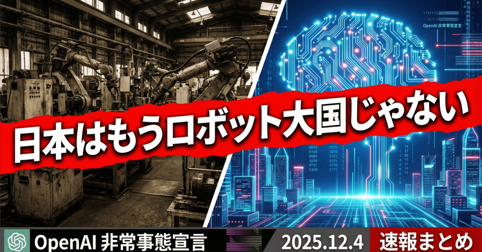 2025/12/4速報】NVIDIA「日本はもうロボット大国じゃない」衝撃発言