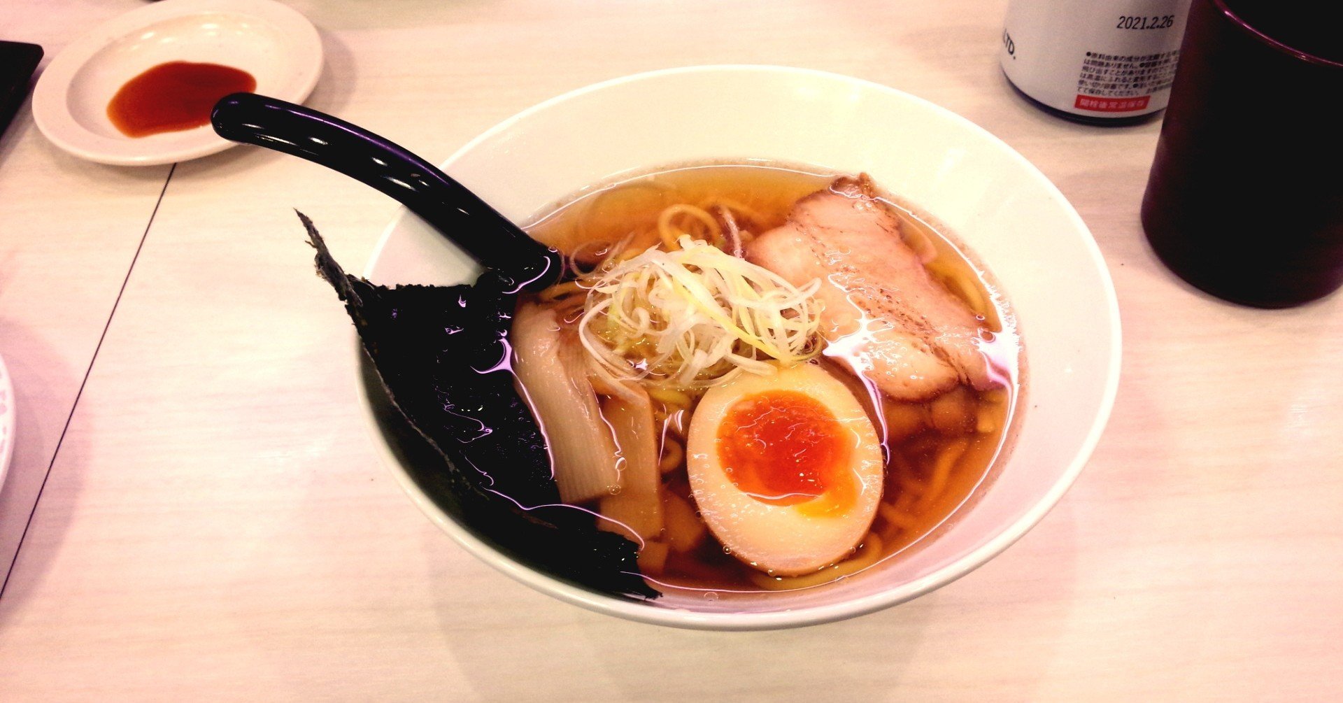 100円寿司番外 こだわり醤油ラーメン あっさり 魚べい 山崎