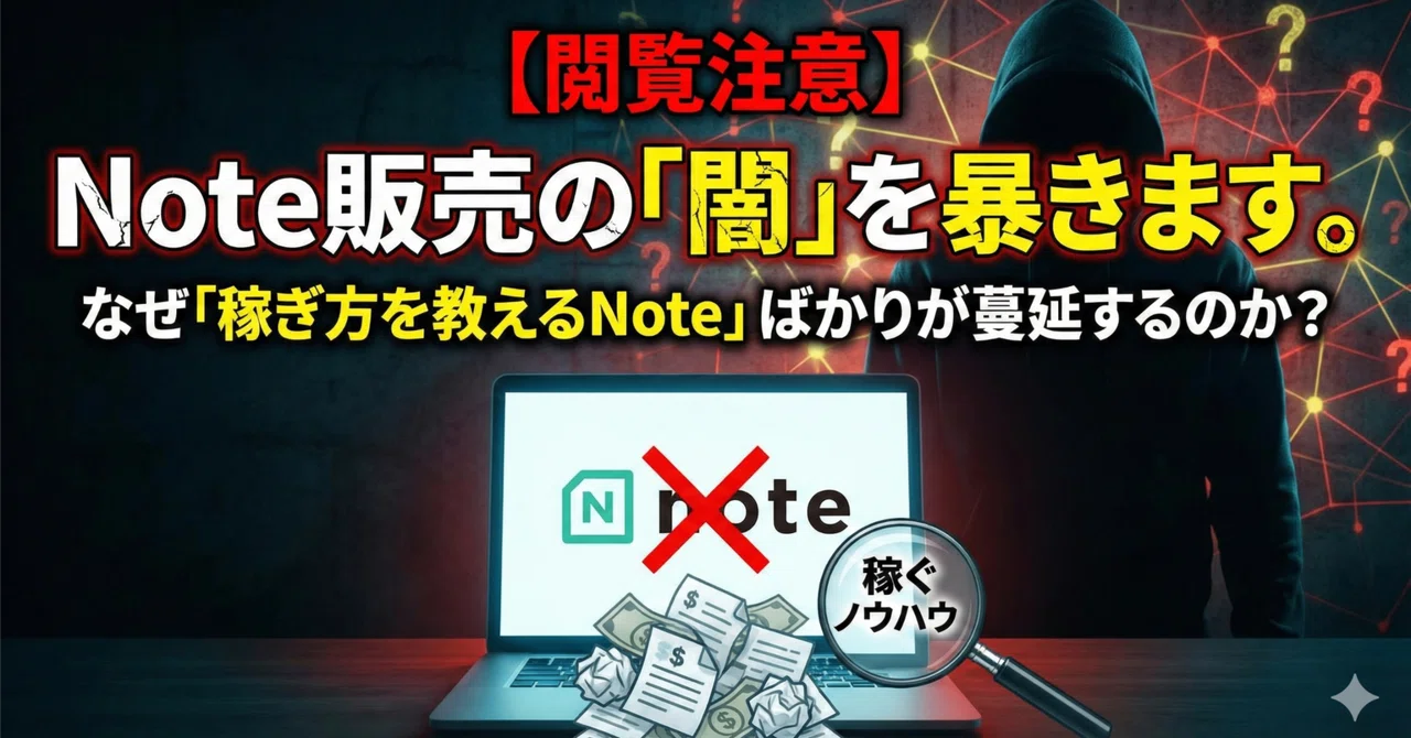 【閲覧注意】Note販売の「闇」を暴きます。なぜ「稼ぎ方を教えるNote」ばかりが蔓延するのか？｜しの｜忖度なしのWebディレクター
