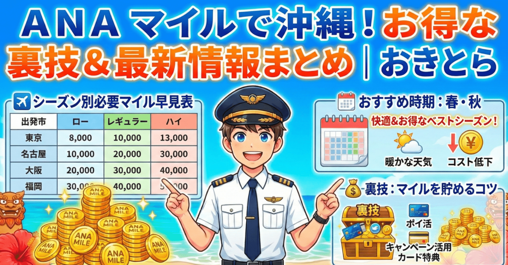 ANAマイルで行ける沖縄｜必要マイル数・最安日程・裏技まとめ｜おきとら｜おきとら
