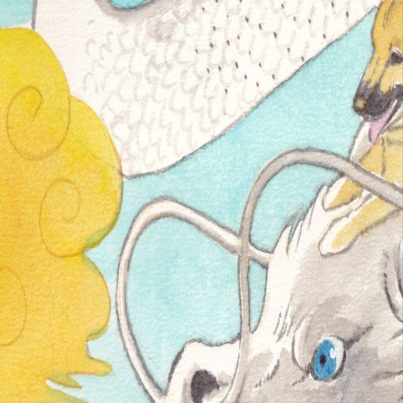 水彩画 辰&おまけ｜ちろ