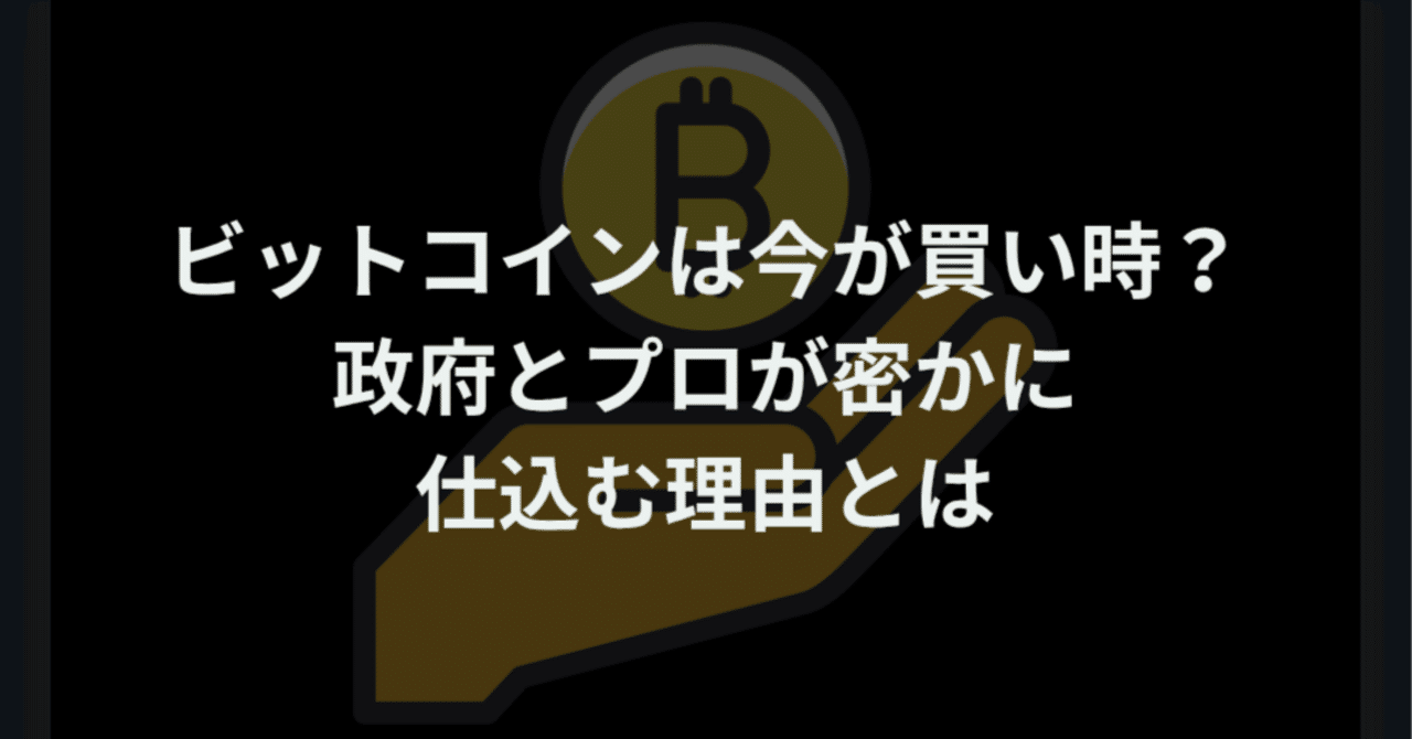 ビットコインは今が買い時？政府とプロが密かに仕込む理由とは｜まいにち仮想通貨ニュース
