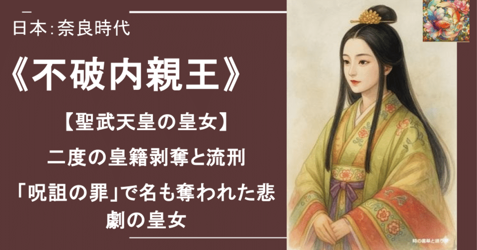 不破内親王》【聖武天皇の皇女】二度の皇籍剥奪と流刑ーー「呪詛の罪