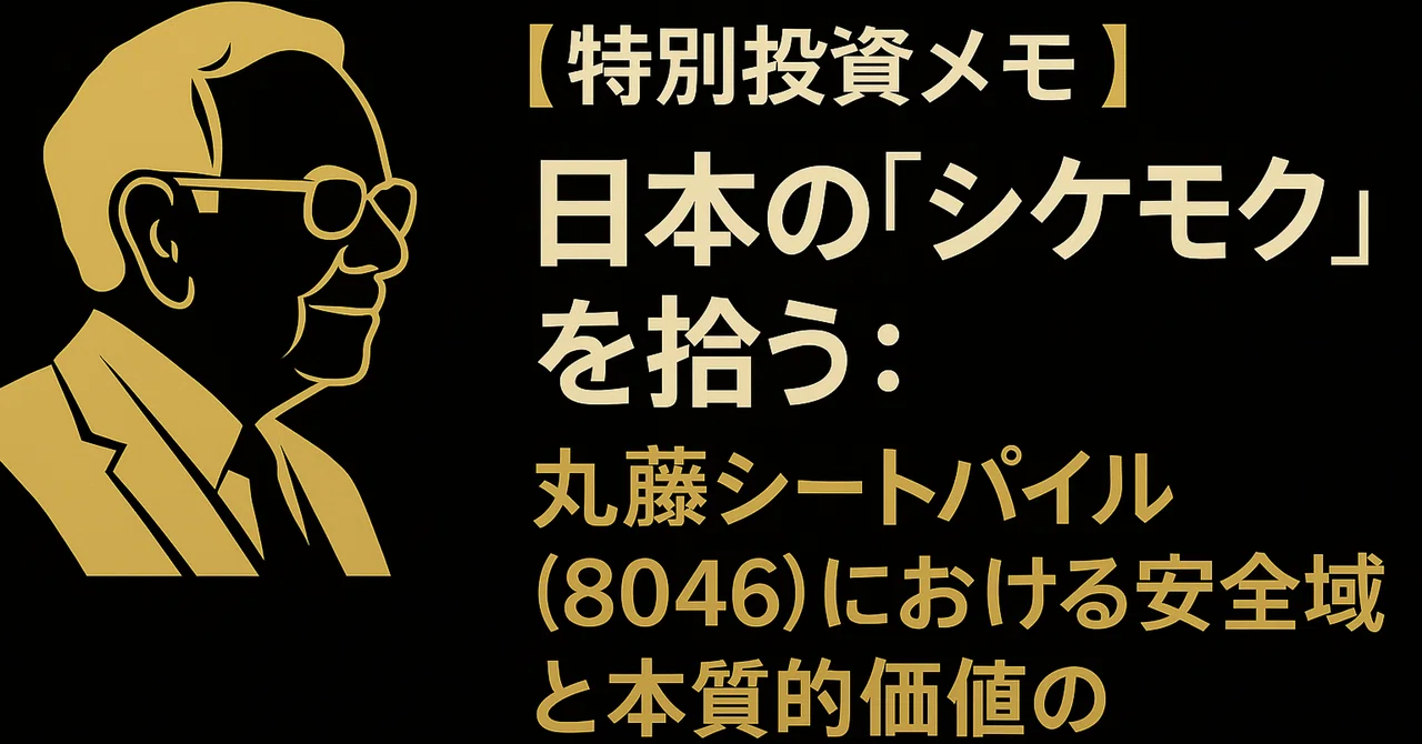 日本の「シケモク」を拾う：丸藤シートパイル（8046）における安全域と本質的価値の徹底分析｜AIバフェット研究所 所長