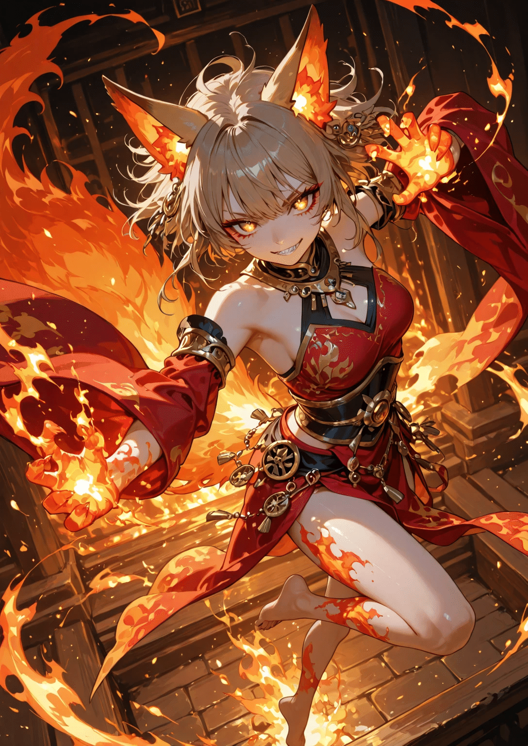 🐨― 狐火の舞 ―🌻【vol.135】【日刊こあらのAIイラストプロンプト