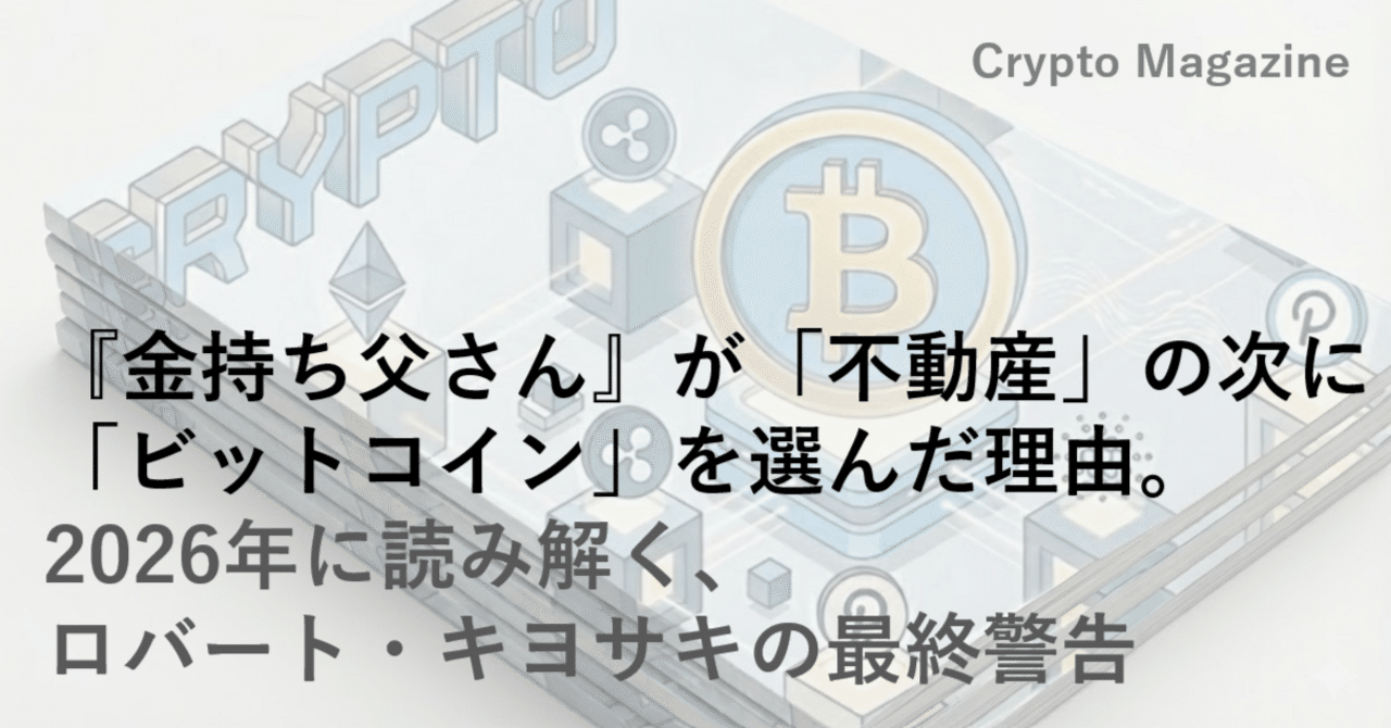 金持ち父さん』が「不動産」の次に「ビットコイン」を選んだ理由。2026年に読み解く、ロバート・キヨサキの最終警告｜ハック | サラリーマン生存戦略家