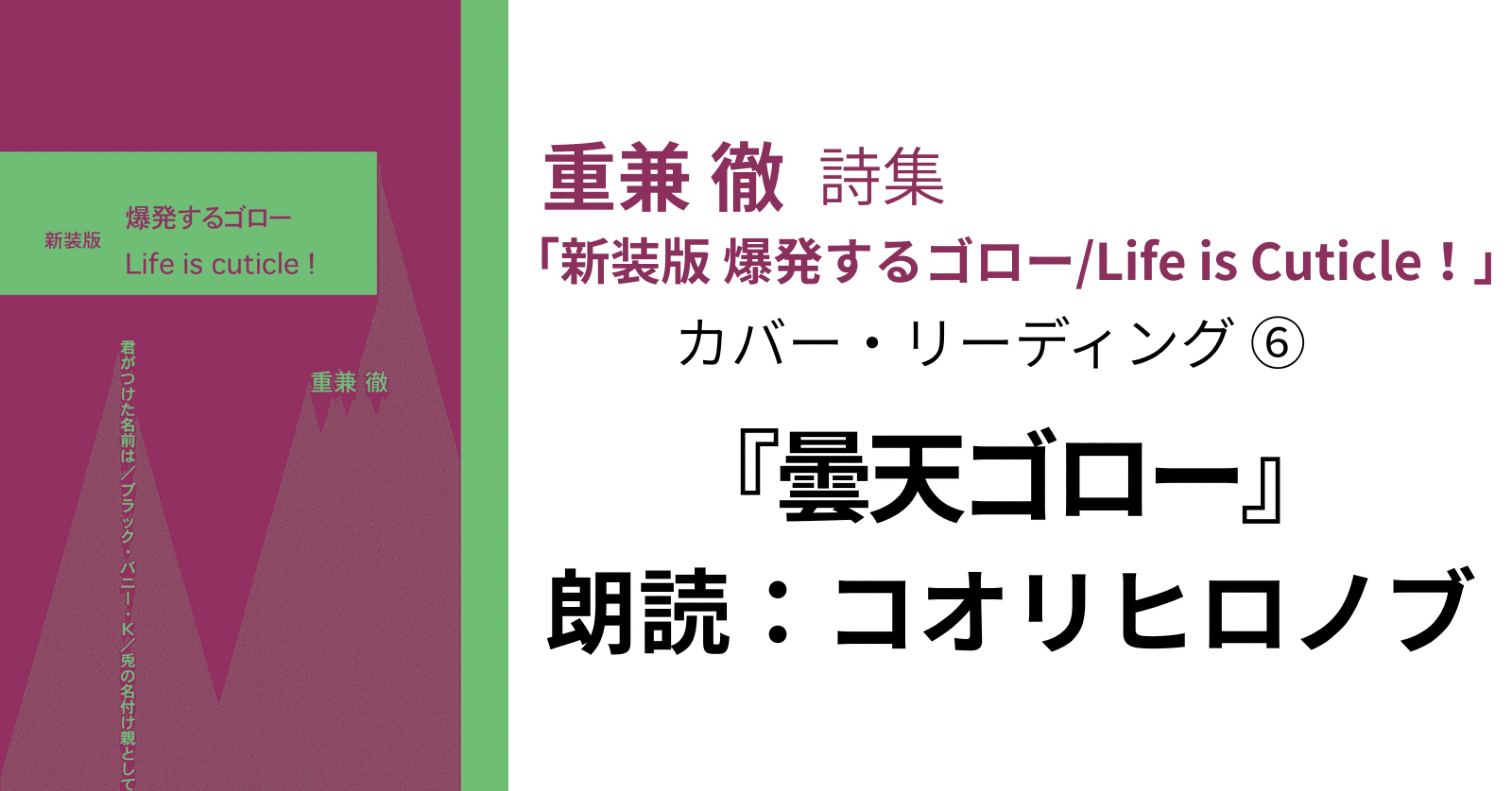 重兼徹詩集を、詩人たちがカバー朗読してみた ⑥コオリヒロノブさん