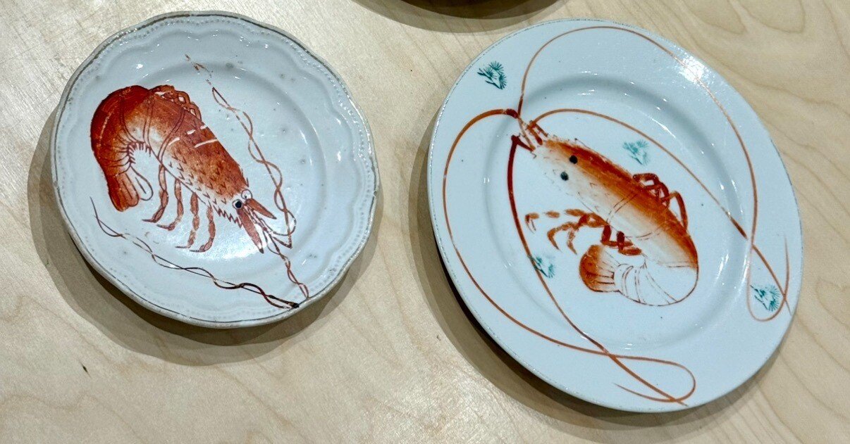 台湾海老皿　骨董　光華 台湾皿 中華皿 エビ 海老皿
