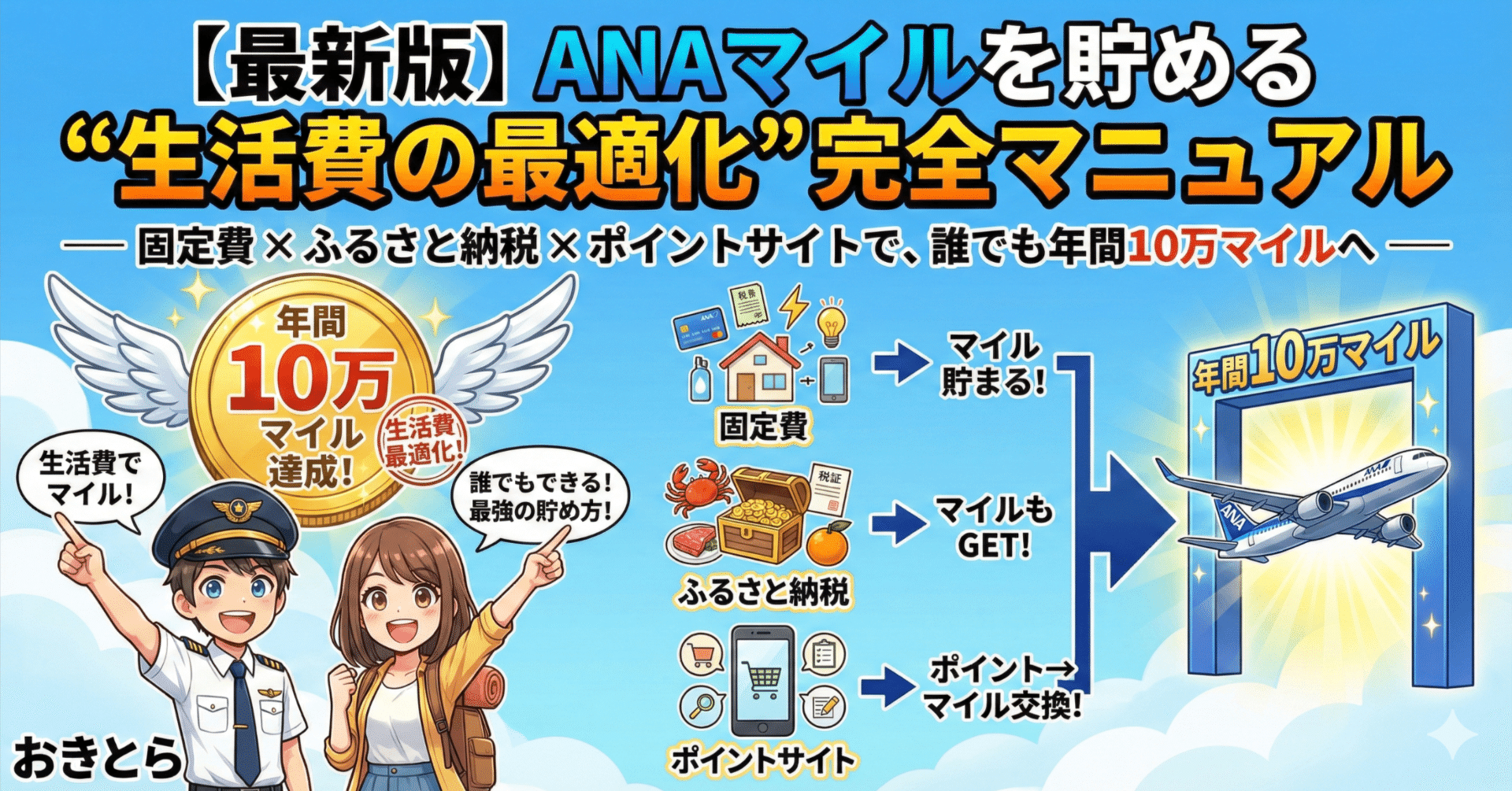 最新版】ANAマイルを貯める“生活費の最適化”完全マニュアル— 固定費 × ふるさと納税 × ポイントサイトで、誰でも年間10万マイルへ —｜おきとら
