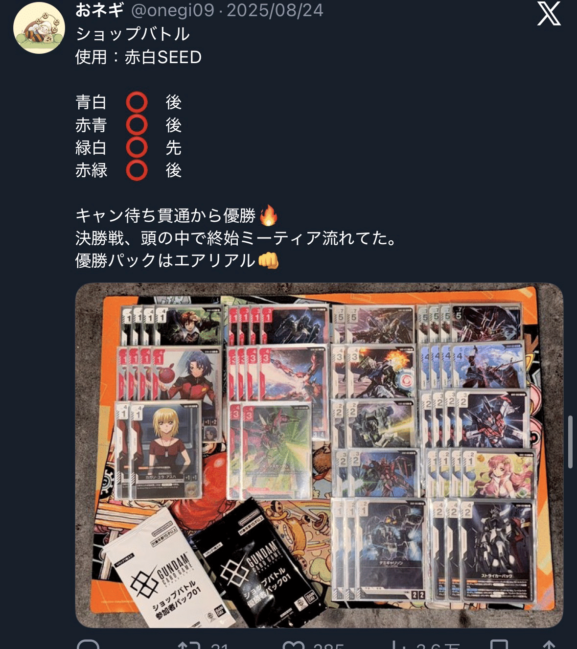 ガンダムカード】ニュータイプチャレンジ 12月優勝 ~赤白SEED 1万字で