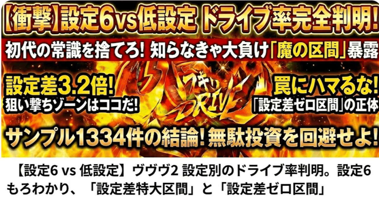 設定6 vs 低設定】ヴヴヴ2 ドライブ率ついに判明！！設定モロバレ