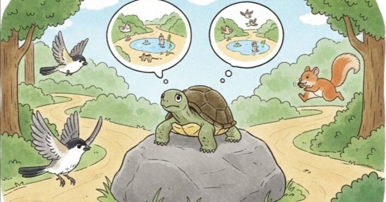 二つの道で座りこんだカメ」〜「どちらが正解か」より、大事なこと