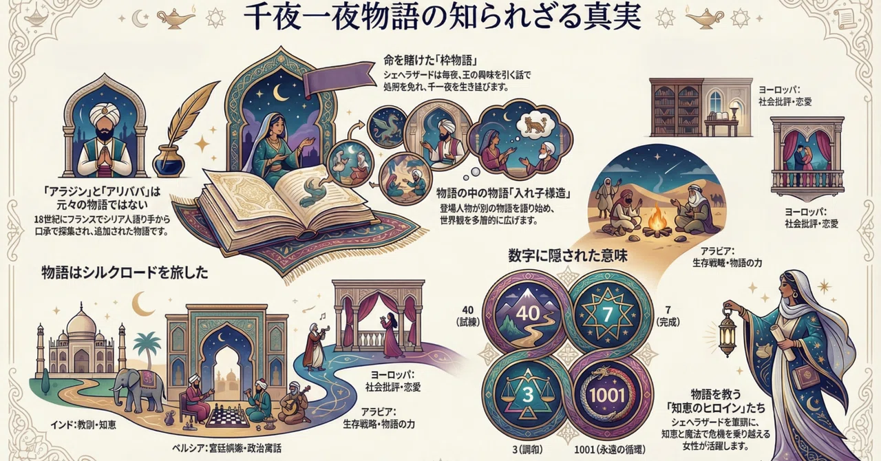 千夜一夜、アラビアンナイト、或いはシェヘラザード夜話として有名な