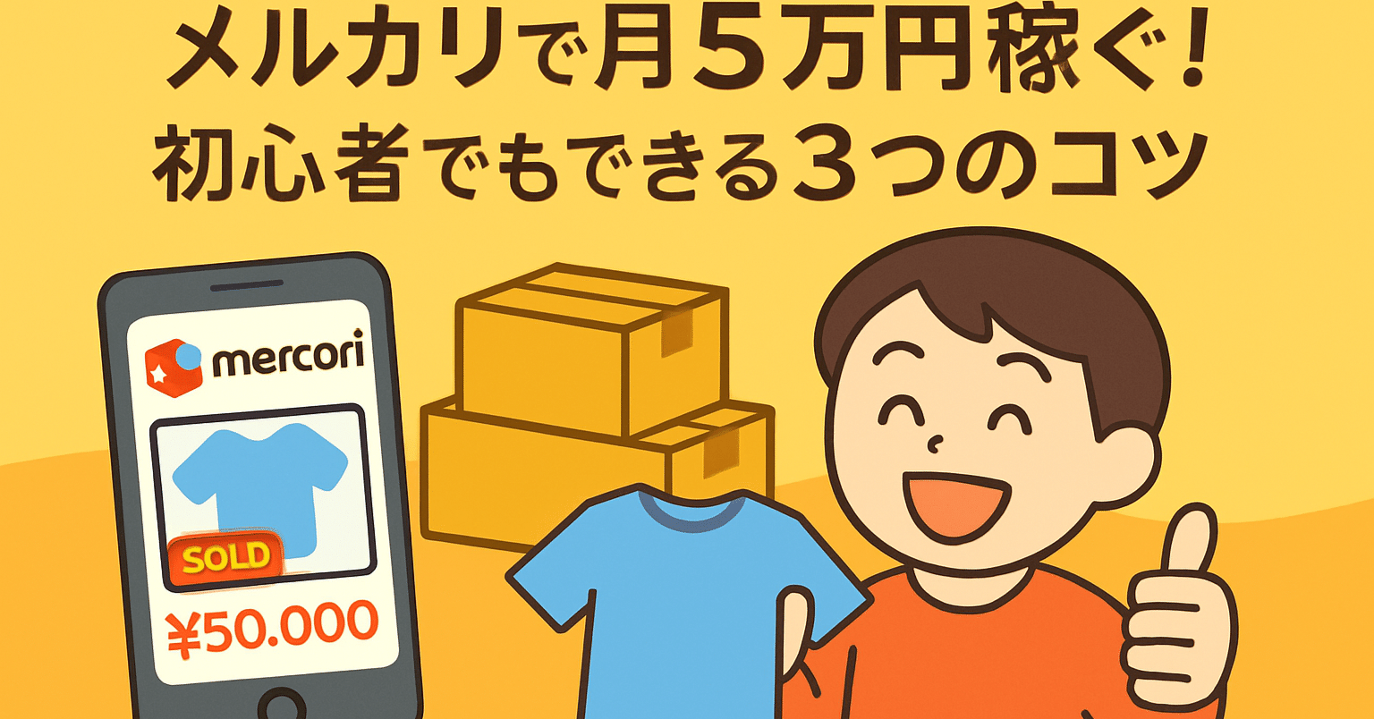 メルカリで月5万円稼ぐ！初心者でもできる3つのコツ【不用品販売から始める副業術】｜mayume