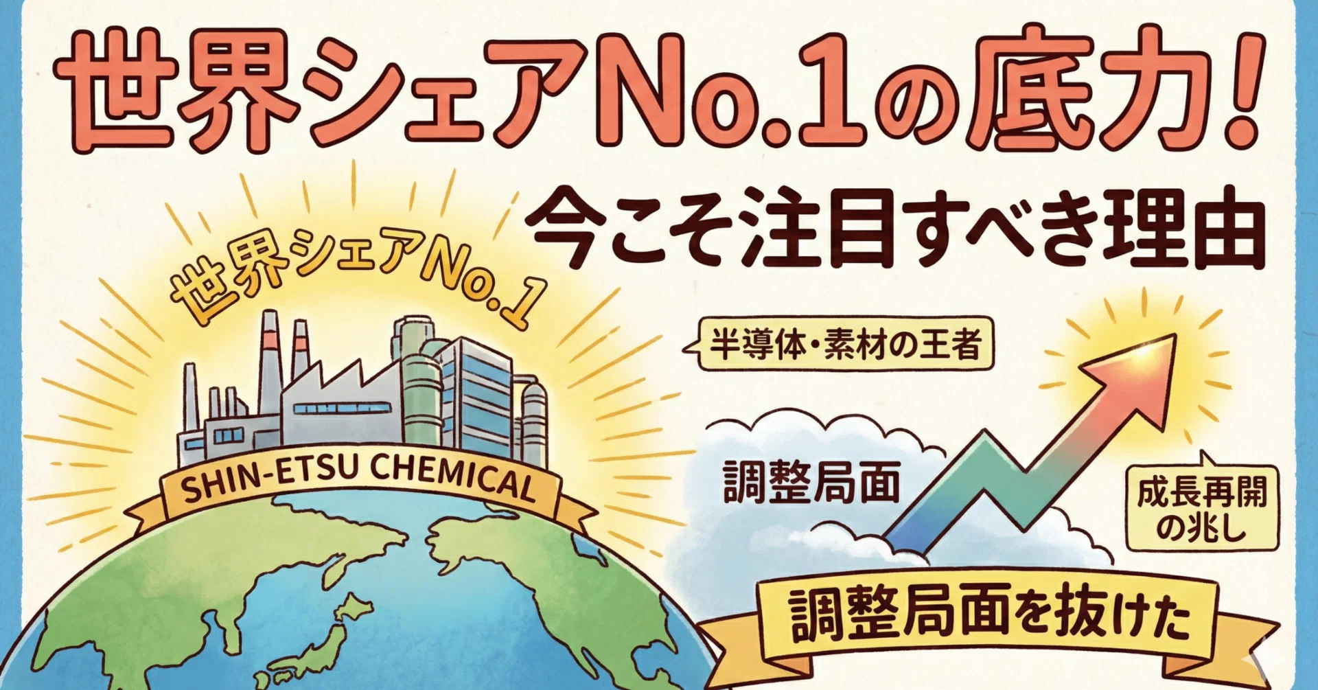 世界シェアNo.1の底力!調整局面を抜けた「信越化学工業」に今こそ注目 世界シェアNo.1の底力!調整局面を抜けた「信越化学工業」に今こそ注目