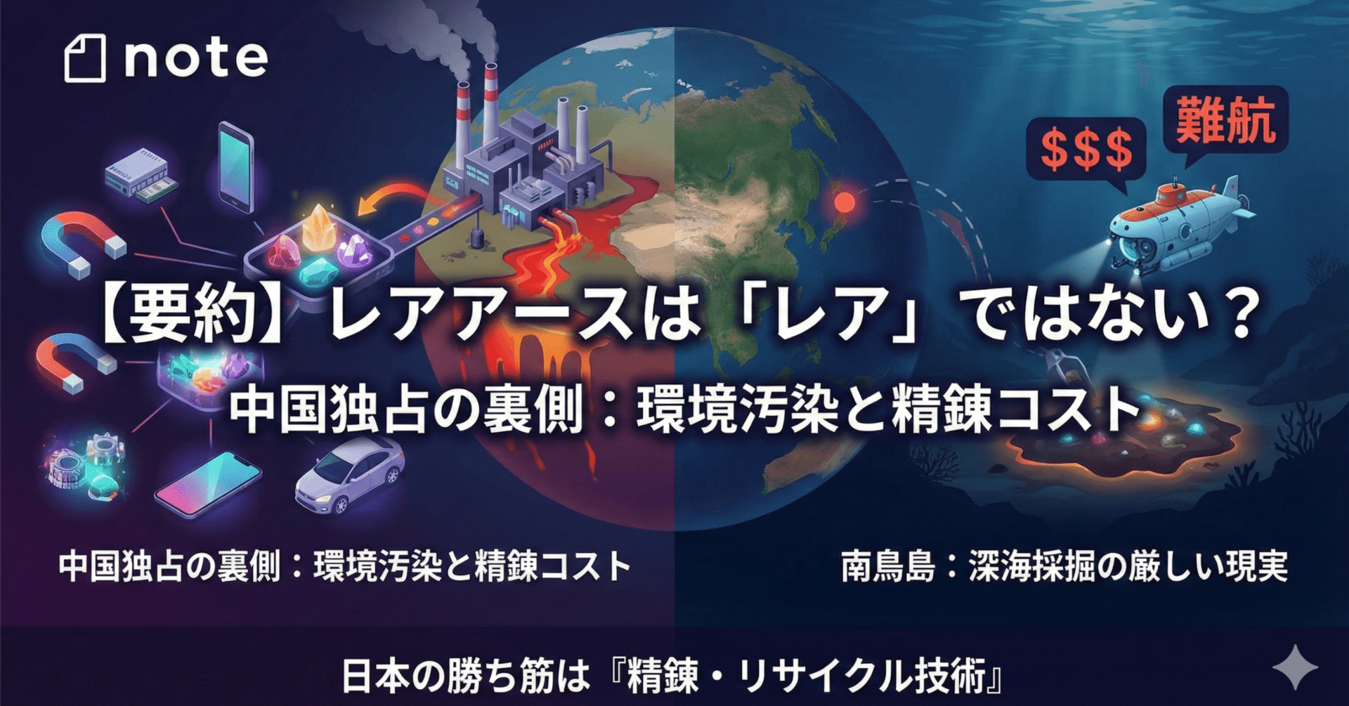 レアアースは「レア」ではない。中国独占の理由は「環境コスト」。話題