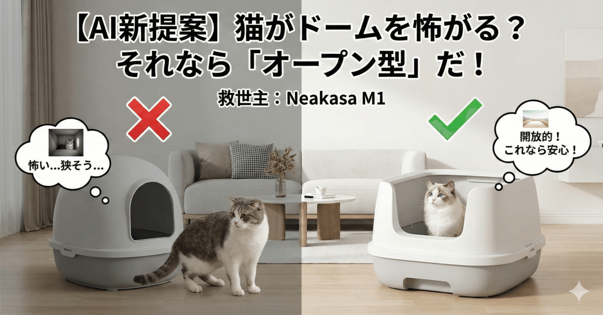 AI新提案】猫がドームを怖がる？それなら「オープン型」だ！屋根なし全