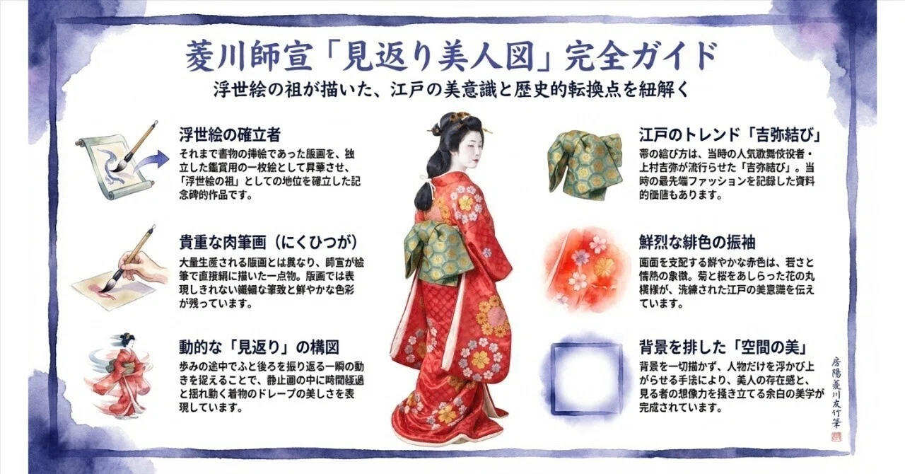 菱川師宣「見返り美人図」を読み解く 〜元禄バブルとファッションの