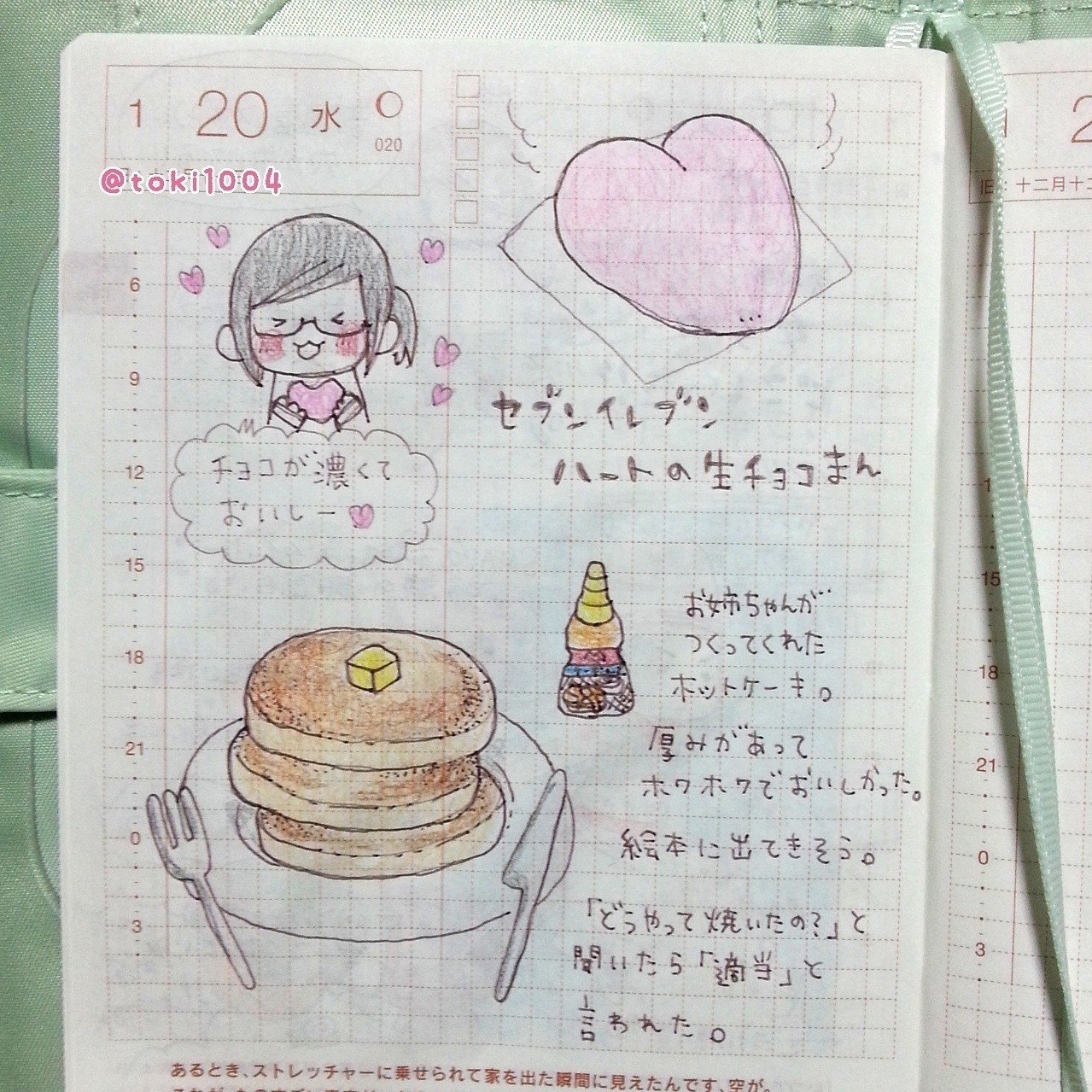 ハートの生チョコまん と ホットケーキ を食べました ほぼ日手帳 ほぼ日 手帳 イラストエッセイ コミックエッセイ 絵日記 えにっき 絵 イラスト イラストレーター エッ とき 1 8artevarie大阪4号館t33 Note