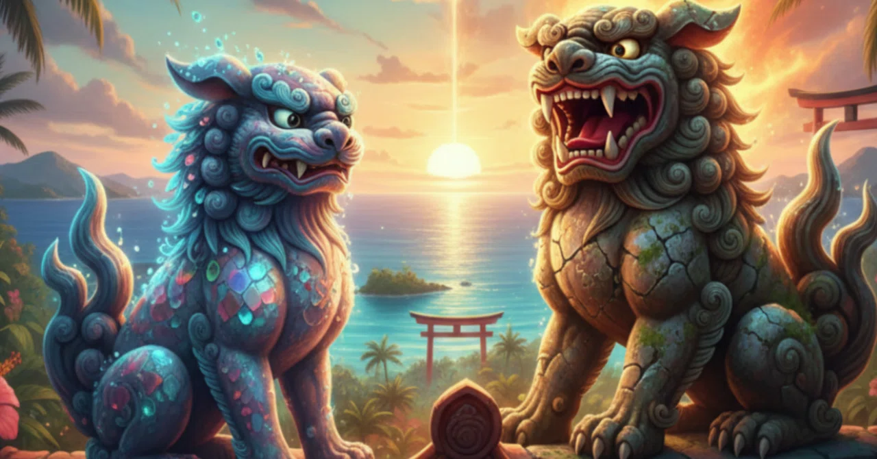 沖縄の守り神　シーザー 🦁 🌸 沖縄の守り神シーサーの見分け方！オスとメスの役割と配置の