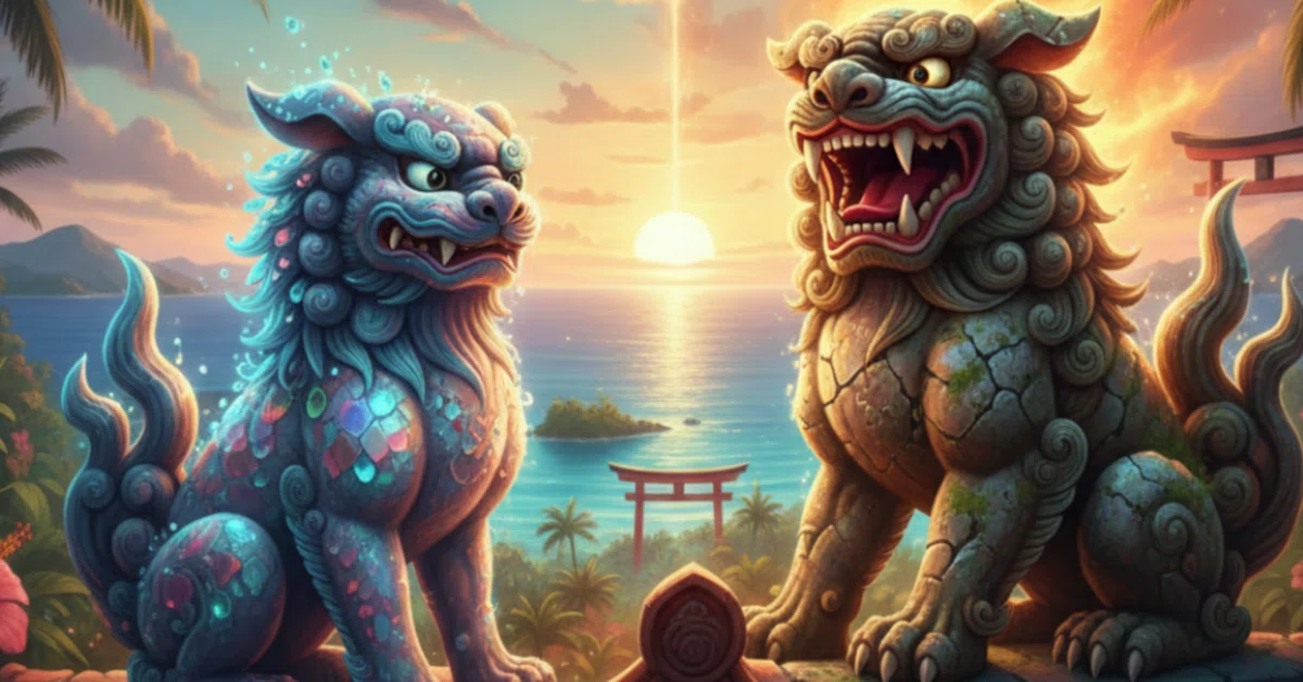 🦁 🌸 沖縄の守り神シーサーの見分け方！オスとメスの役割と配置の