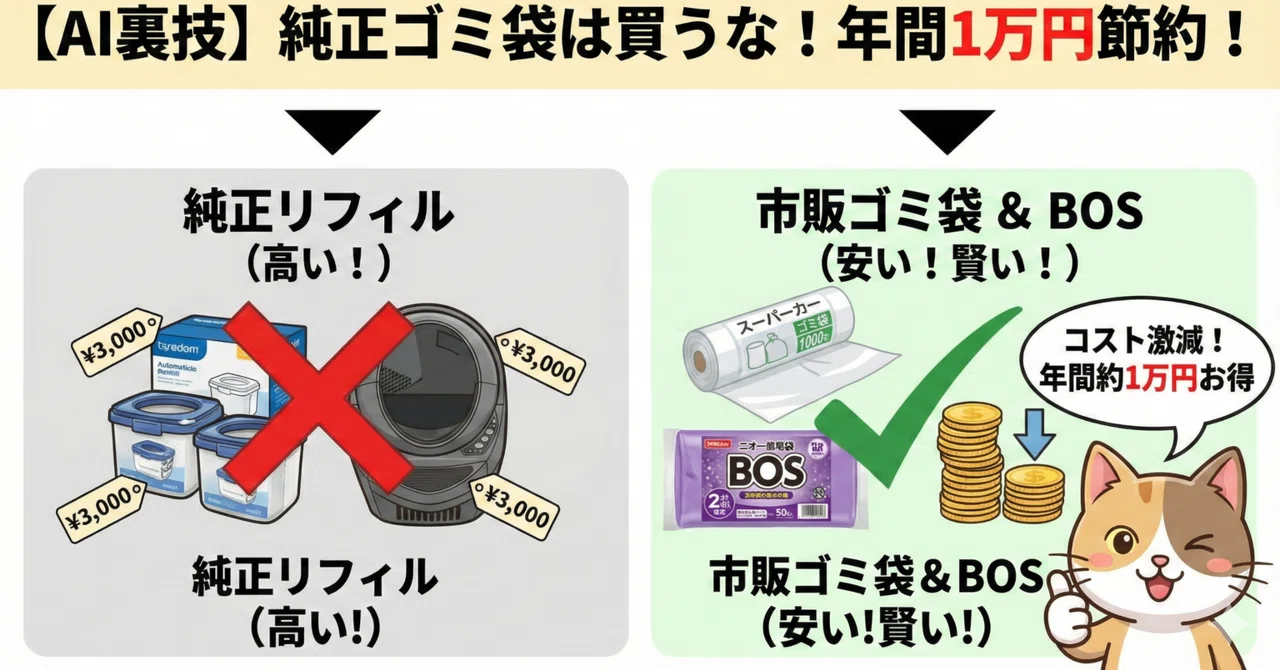 Pety 猫 自動トイレ　＋　専用ゴミ袋（７０枚）【ほぼ未使用】 AI裏技】純正ゴミ袋は買うな！全自動猫トイレの維持費を「年間1万円
