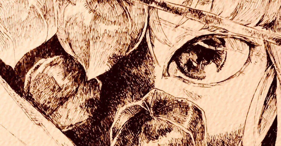 目（ペン画）｜空想の空き地（たけなが）