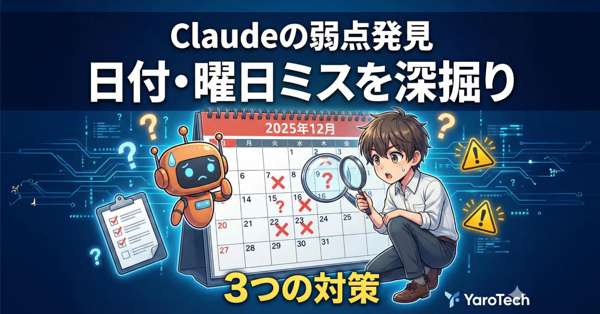 Claudeは日付・曜日が苦手？AI比較で判明した弱点と3つの対策【Day152