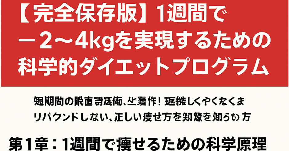 完全保存版】1週間で−2〜4kgを実現するための科学的ダイエット