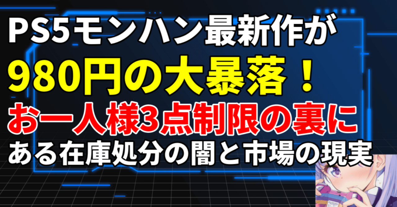 緊急】PS5モンハン最新作が980円の大暴落！お一人様3点制限の裏にある
