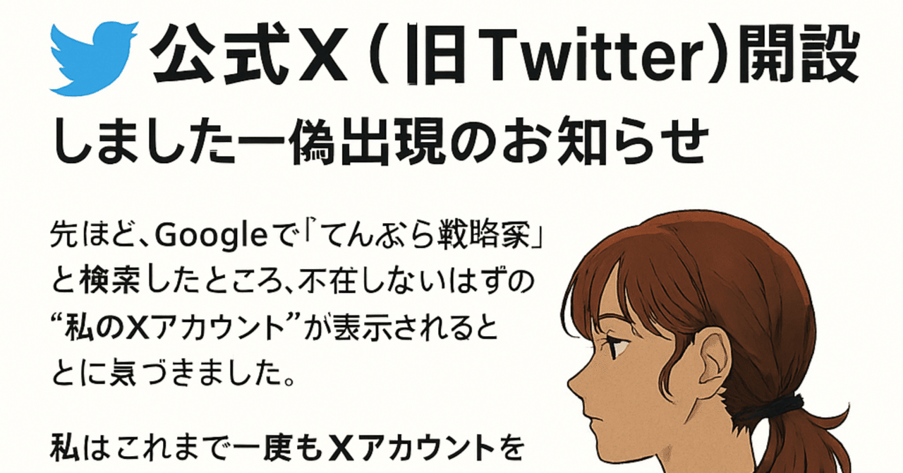 🐦《公式Xを開設しました──偽アカウント問題への対応とお知らせ