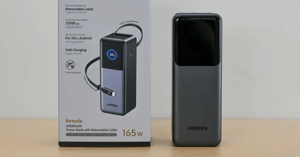 UGREEN Nexode モバイルバッテリー(20000mAh・165W) レビュー】UGREEN Nexode 巻取式USB-Cケーブル内蔵 モバイルバッテリー