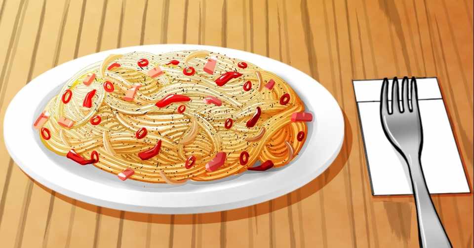 料理イラスト素材 パスタ ペペロンチーノ イラスト背景素材 おにがし Note