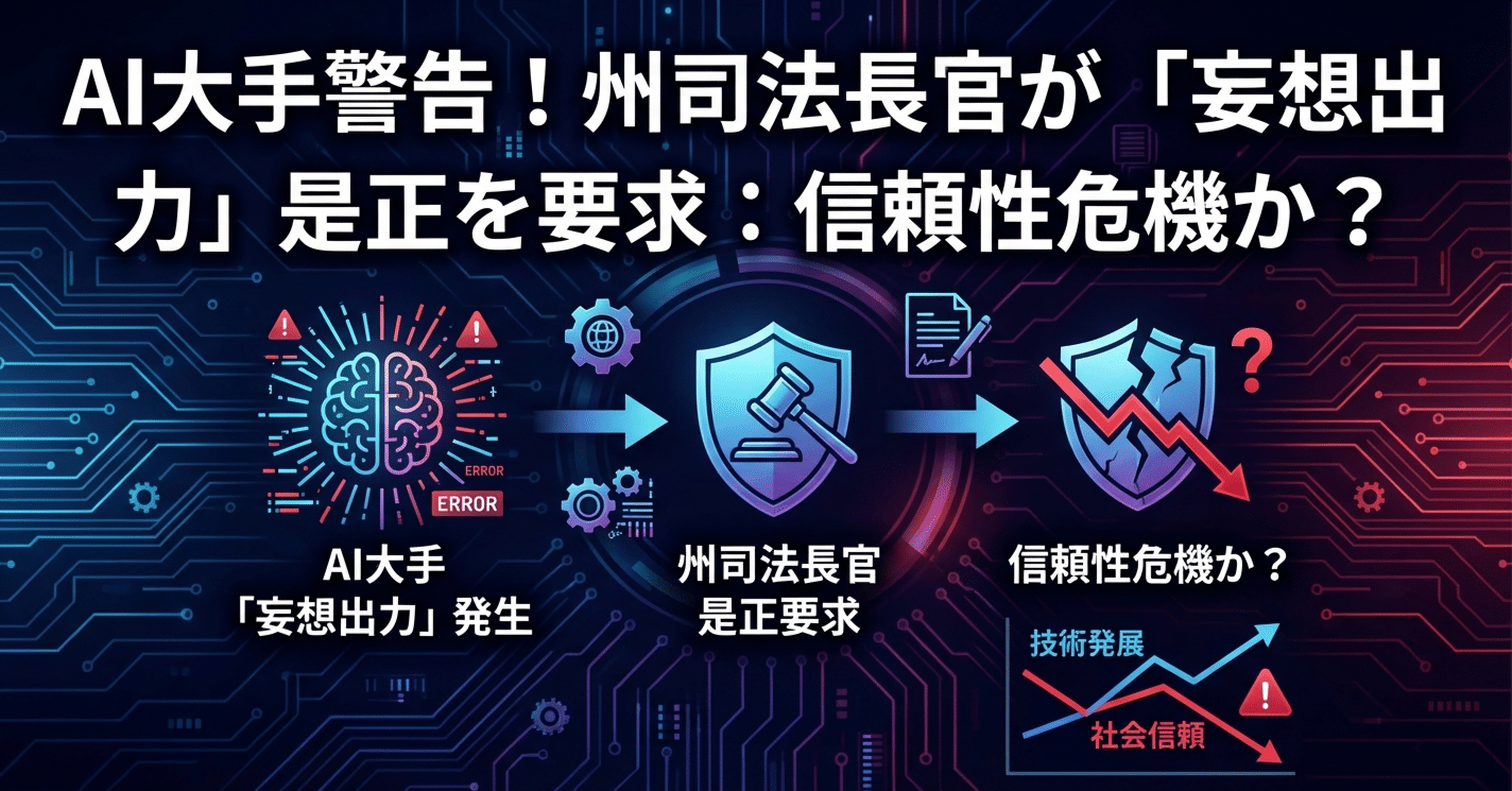 AI大手警告！州司法長官が「妄想出力」是正を要求：信頼性危機か？｜AIソリューションオフィス