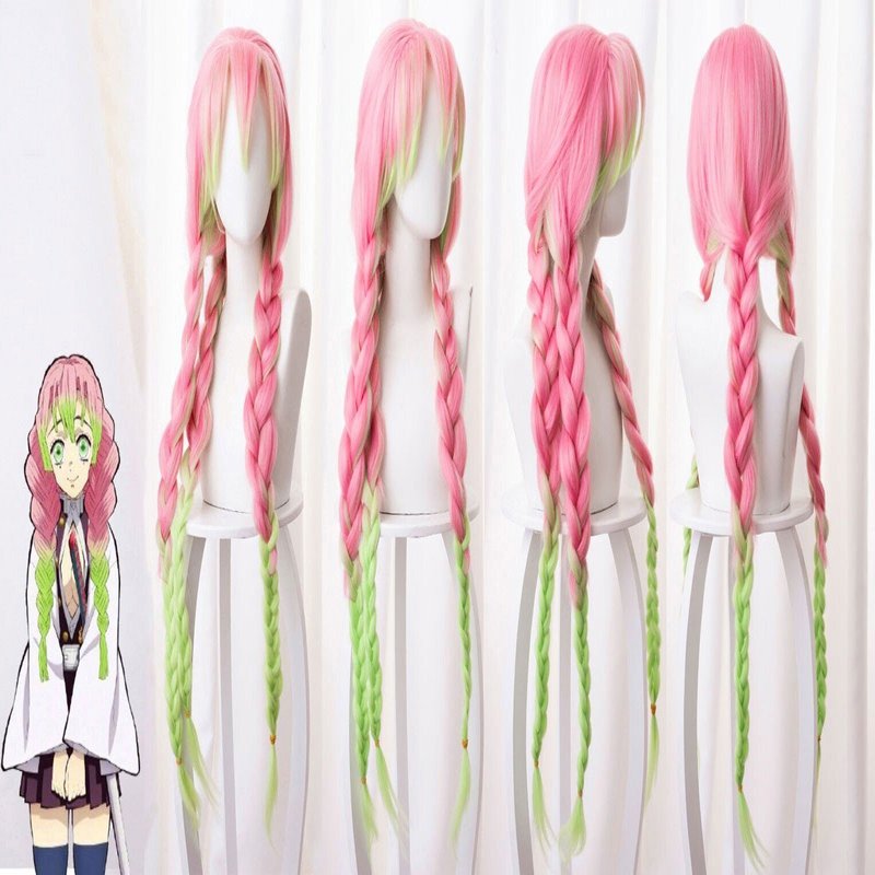 鬼滅の刃 コスプレ ウィッグ 甘露寺蜜璃 三つ編み クラーデションゲリ