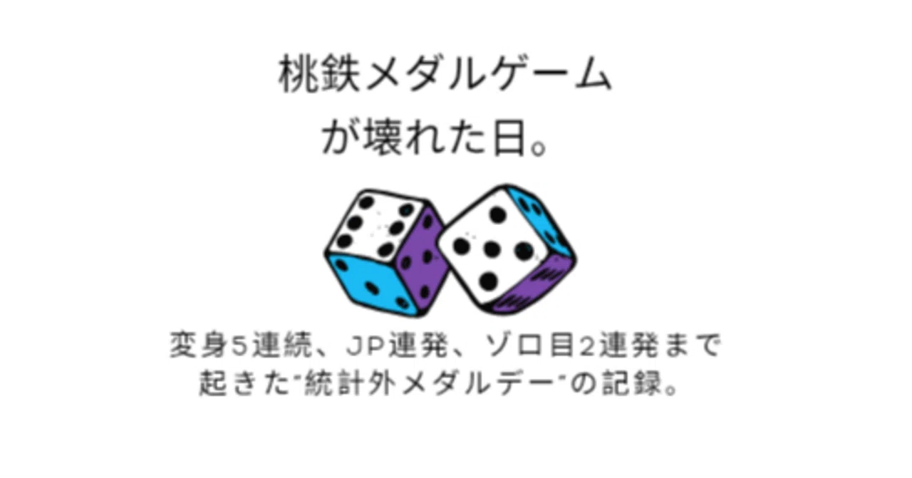 統計外メダルデー】桃鉄メダルゲームで変身5連続・JP連発・ゾロ目2連発