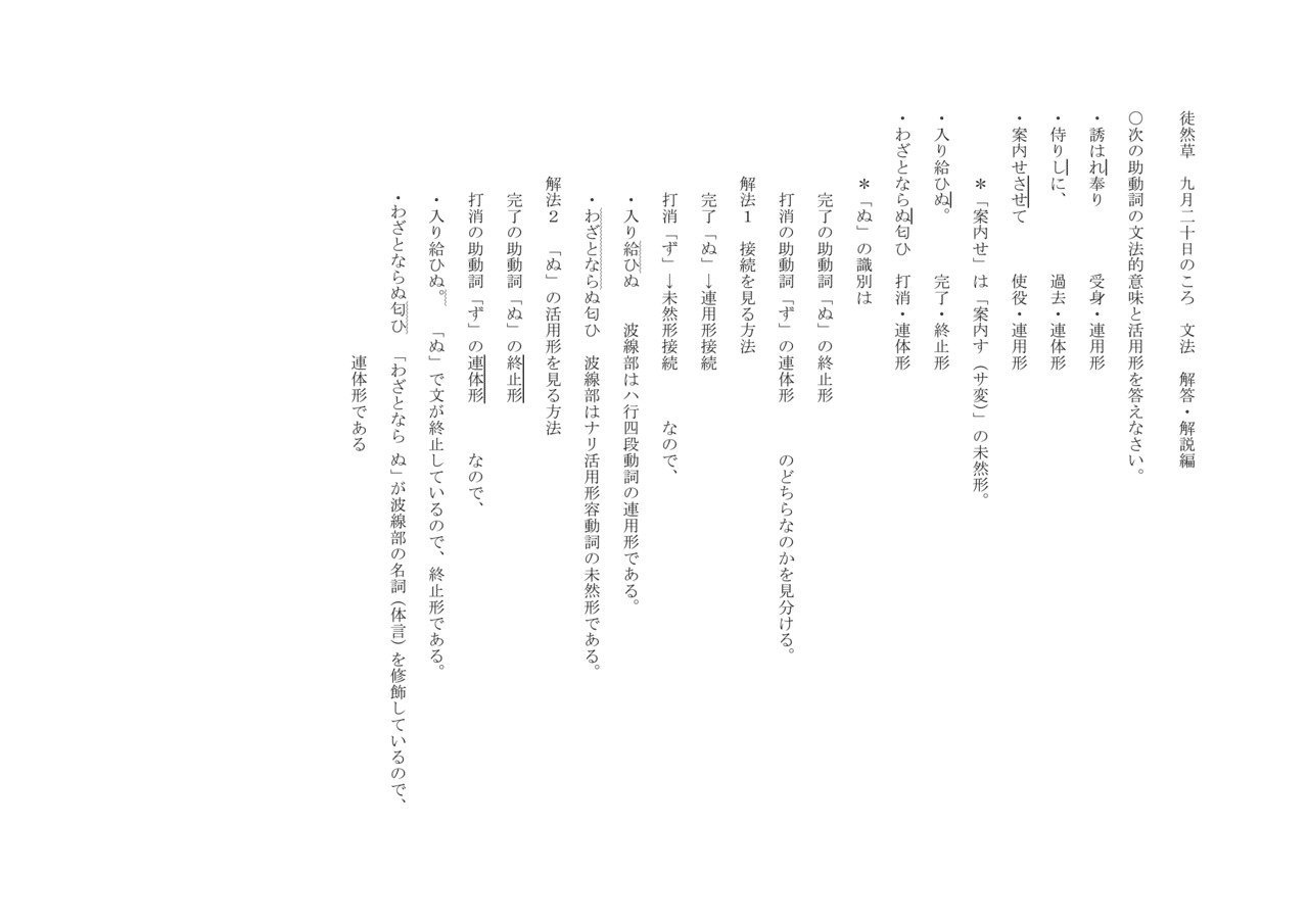 徒然草 九月二十日のころ 文法 Oku Note