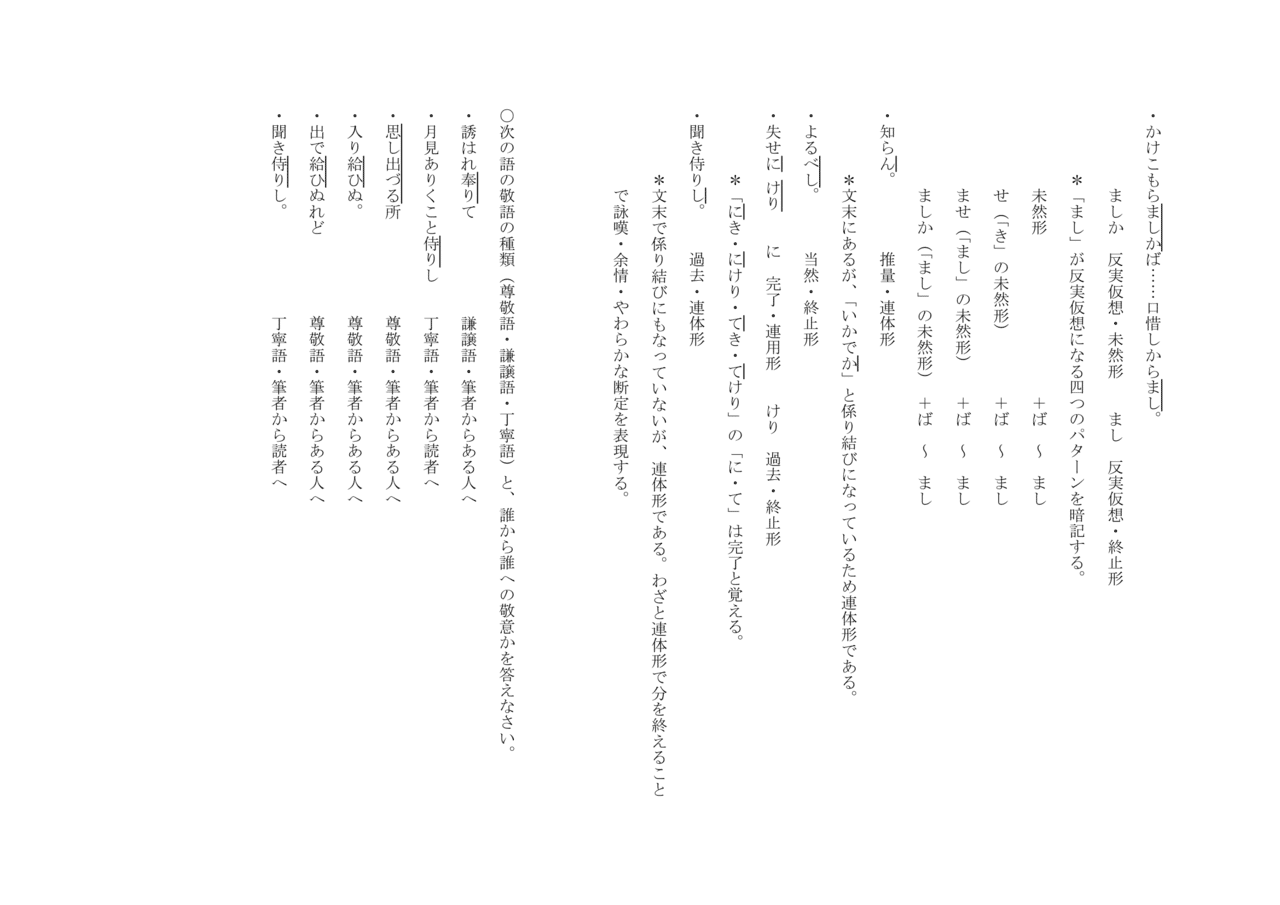 徒然草 九月二十日のころ 文法 Oku Note