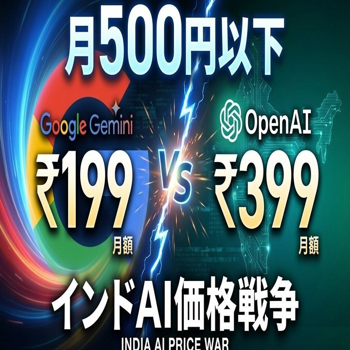 激安】Google・OpenAI、インドで『月500円以下』AI戦争勃発！日本上陸はいつ？｜​kota｜3分でわかる最新AIトレンド