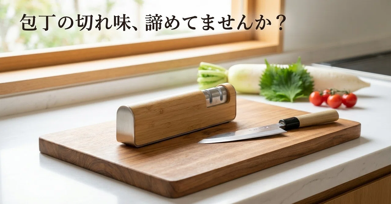 「包丁の切れ味、諦めてませんか?|100円ショップの包丁研ぎ器から卒業した話」｜リエ