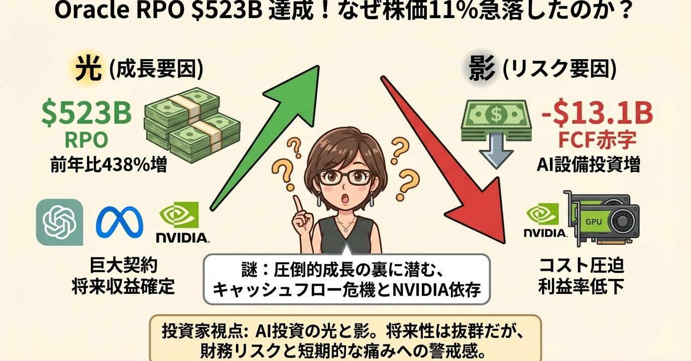 Oracle、RPO5230億ドル達成も株価11%急落の謎｜結城はるみ🇸🇬日本株・米国株・クリプト×AI