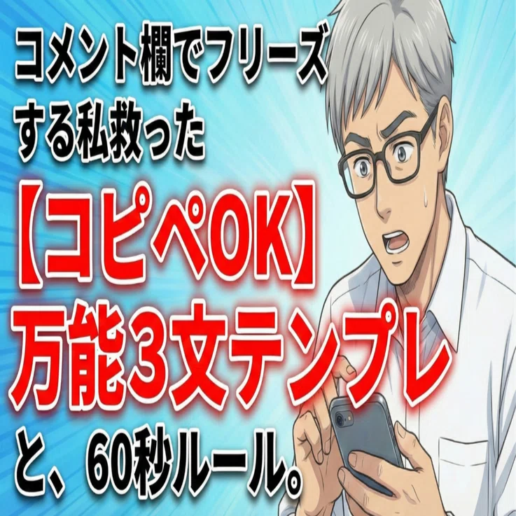 コピペOK】コメント欄でフリーズする私を救った「万能3文テンプレ」と