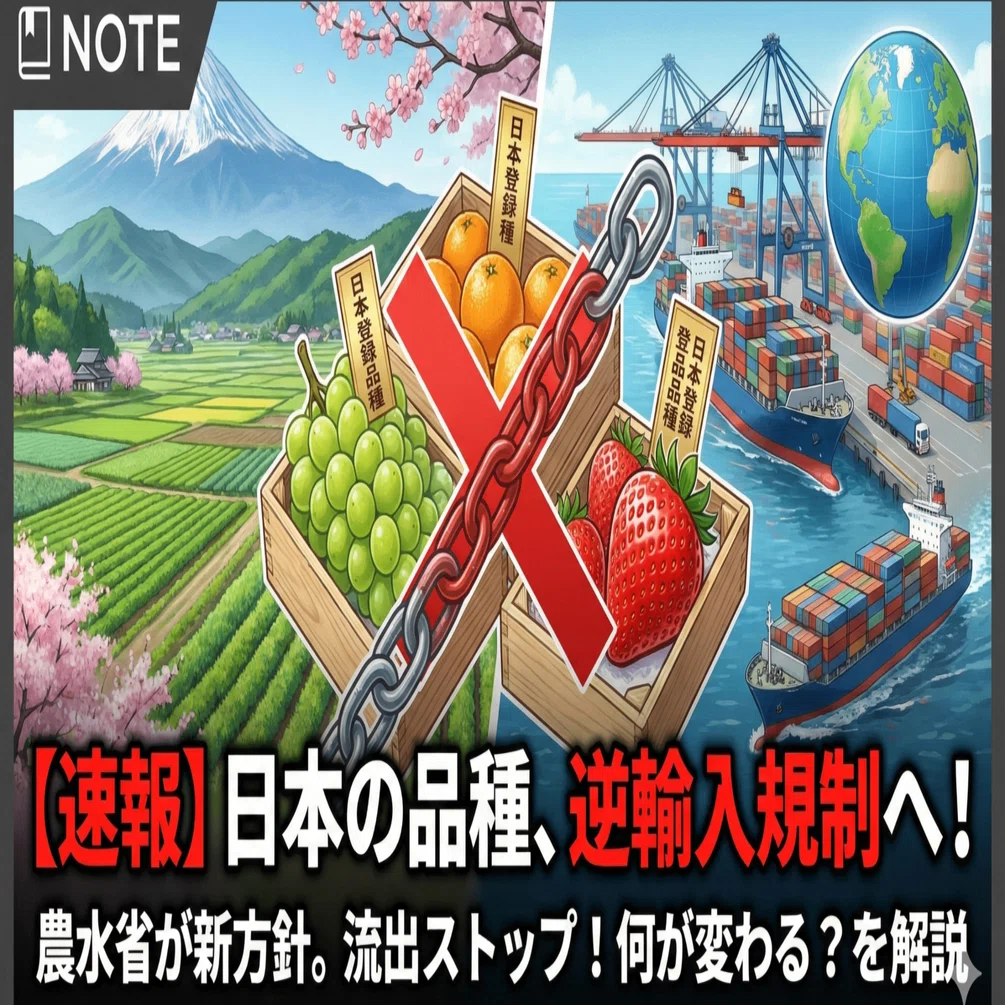 速報】日本の登録品種、海外からの「逆輸入」がついに規制へ！農水省の