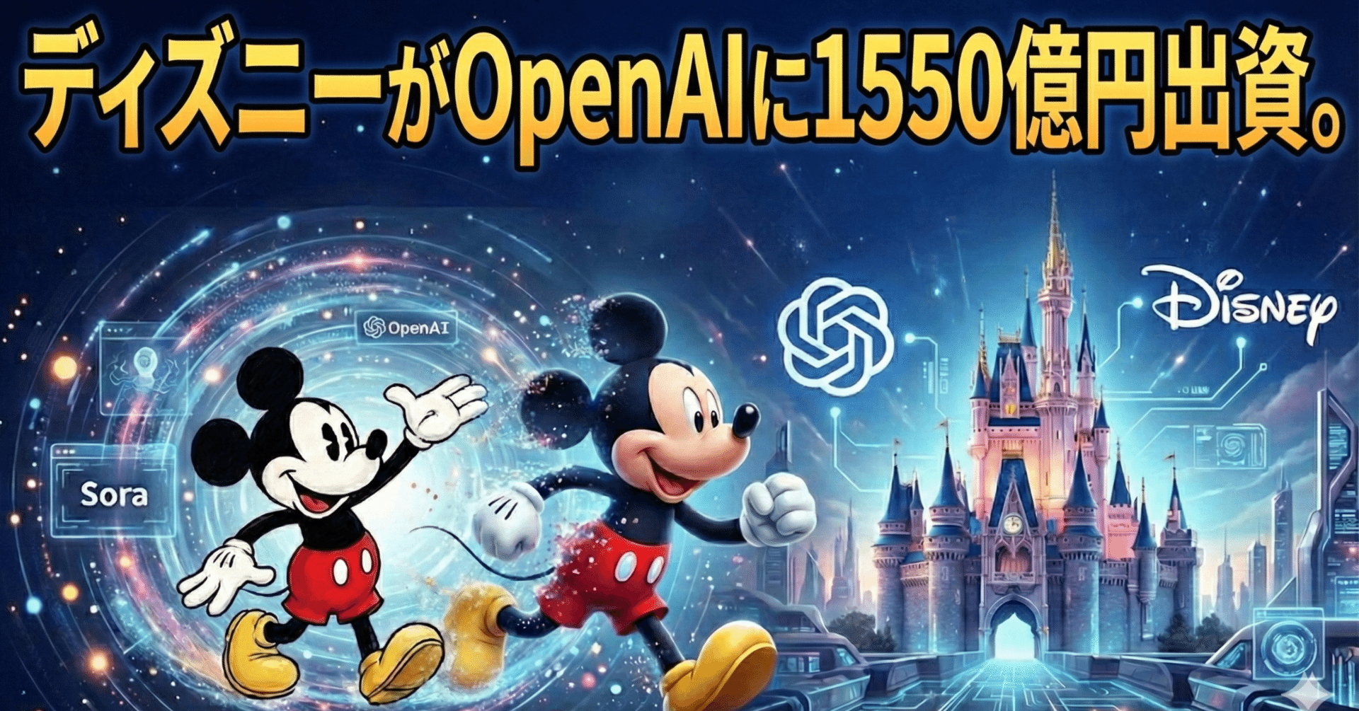 ディズニーがOpenAIに1550億円出資。Soraで