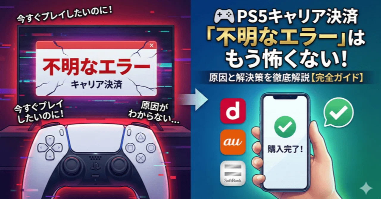 🎮PS5キャリア決済「不明なエラー」はもう怖くない！原因と解決策を