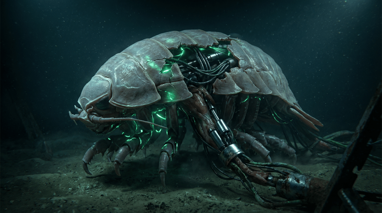 深海の異形「ダイオウグソクムシ」をH.R.ギーガーの世界観で侵食させて