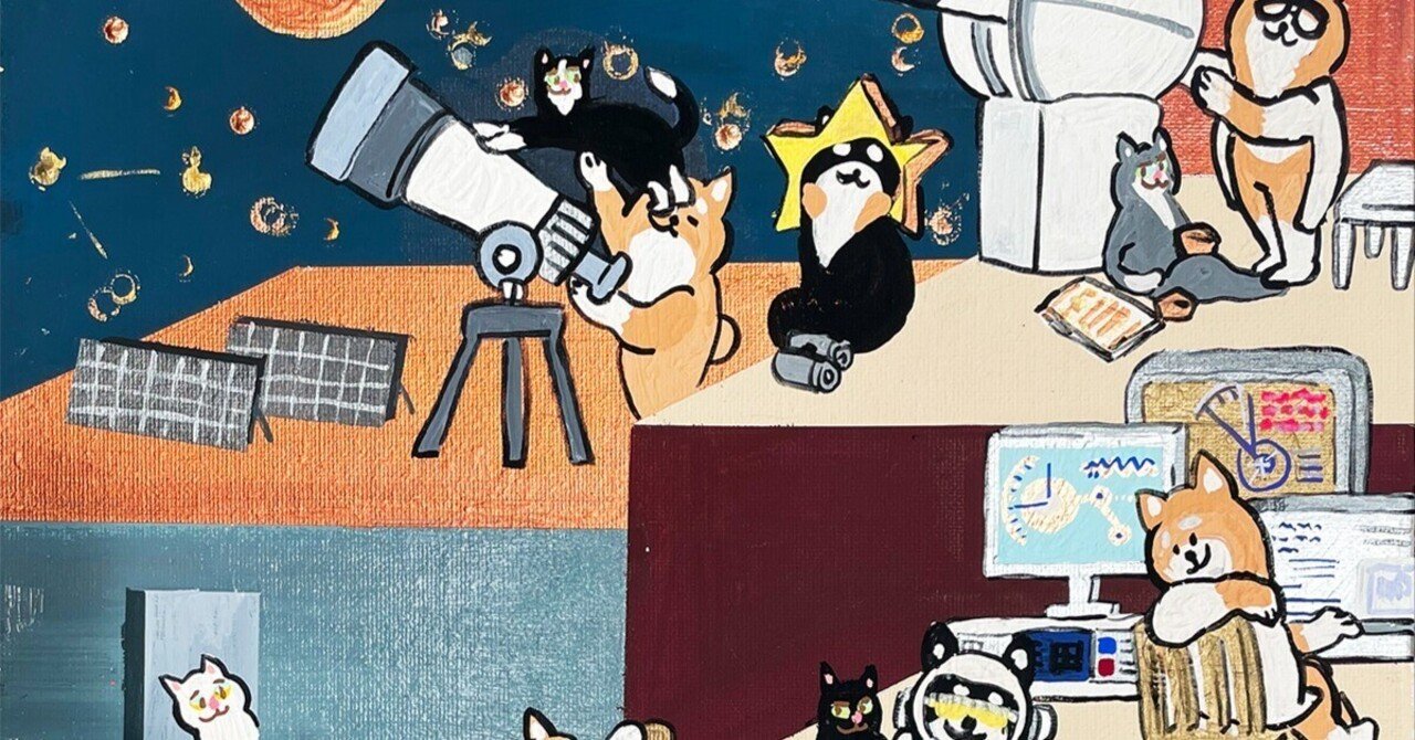 原画：6号】shiba approaching the moon｜Moriuchi Yoshie