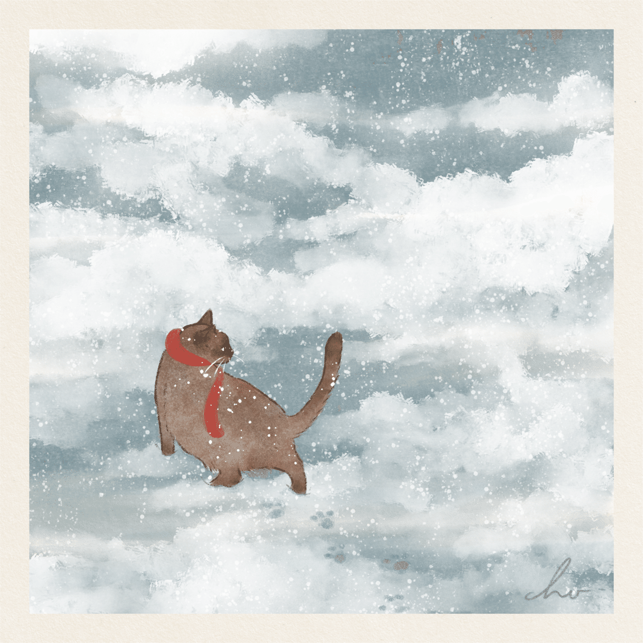 猫イラスト] Ume & Winter 冬 ❄️🌨️ ｜Chomarley